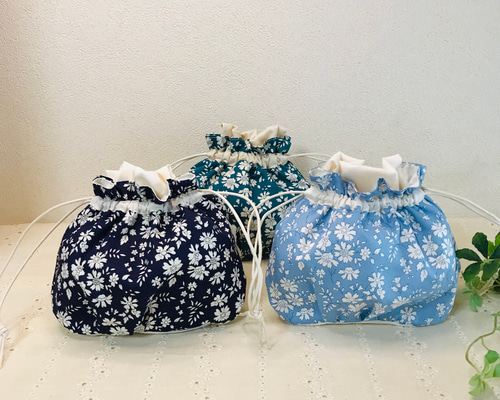 ふたご巾着 (入れ口 2箇所) リバティ カペル アメちゃん入れにも 巾着