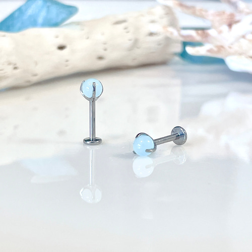 アクアマリン 天使の石 ラブレット ボディピアス 16G 軟骨ピアス 片耳
