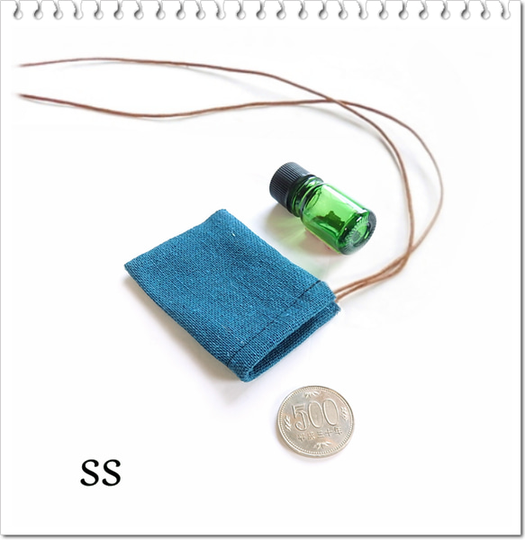 ss＼碧緑／巾着袋 ネックレス・大人グリーン／お守り袋・薬袋・持ち塩袋・シンプル メンズ ユニセックス／サボテン 3枚目の画像