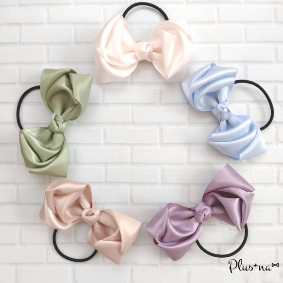ふんわり♡サテンリボンヘアゴム【2】 ヘアゴム Plus+na Ribbon 通販  
