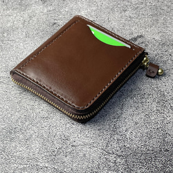 手縫】黒色の小さなお財布〔本革ショートウォレット〕カード8枚