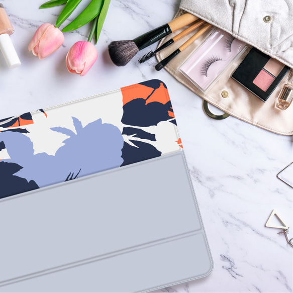 草花 の シルエット iPad カバー ケース ペン収納 軽量 背面クリア 3枚目の画像