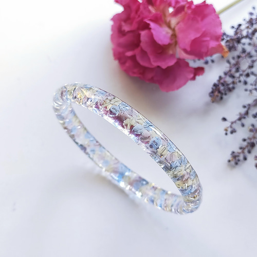 青い鳥の涙 ティアドロップバングル〜 タンザナイト クリア バングル