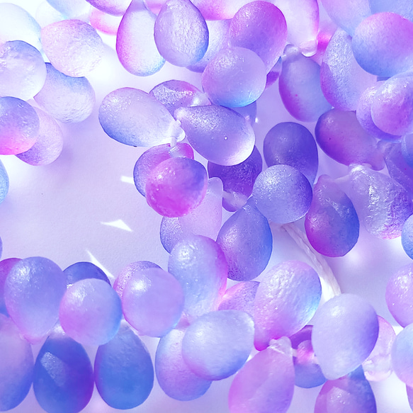 チェコ ビーズ ドロップ 6x9mm 10個 ブルー パープル デュアル エッチング フロスト ppnalia 2枚目の画像