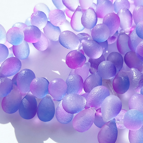 チェコ ビーズ ドロップ 6x9mm 10個 ブルー パープル デュアル エッチング フロスト ppnalia 3枚目の画像