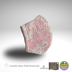 PSNY 婚禮施華洛世奇裝飾金屬蕾絲玫瑰和粉紅色花粉不織布過濾器 3D 成人面具 LM1s 第3張的照片