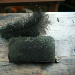 【受注生産】英国高級ナッパレザー　Green mist クラッチ財布 3枚目の画像