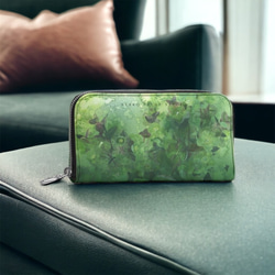 【受注生産】英国高級ナッパレザー　Green mist クラッチ財布 4枚目の画像
