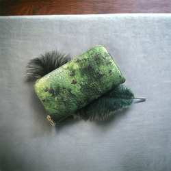 【受注生産】英国高級ナッパレザー　Green mist クラッチ財布 12枚目の画像