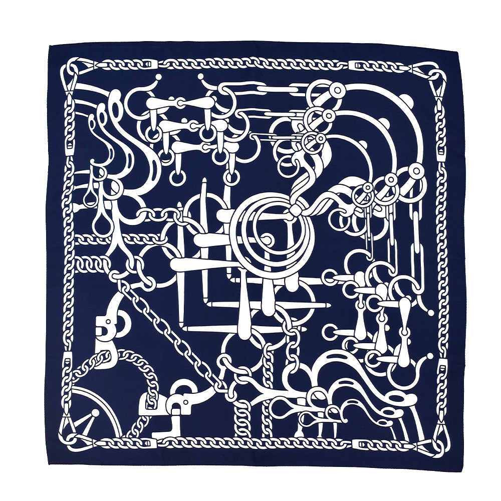 ＜小判スカーフ＞【Marcaオリジナル】馬具(ハーネス : FES-012) シルクツイル　ネイビー