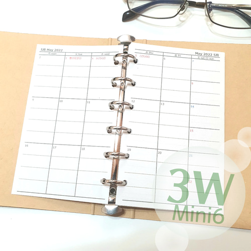 PLANNER M6バインダーリフィルセット ミニ6 見開き3週間ブロック型予定表 2024-2025 システム手帳