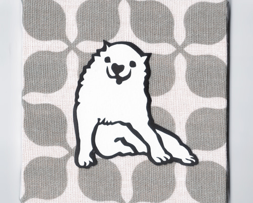 芦雪の犬 切り絵のファブリックパネル タペストリー・壁掛け 伊勢屋