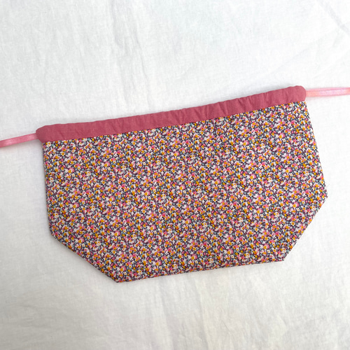 MIHAYA♡　リバティ ハンドメイド コップ袋 お弁当袋 ナップサック リバティ巾着 (お弁当袋 コップ袋 給食袋 ) ベッツィ ピンク
