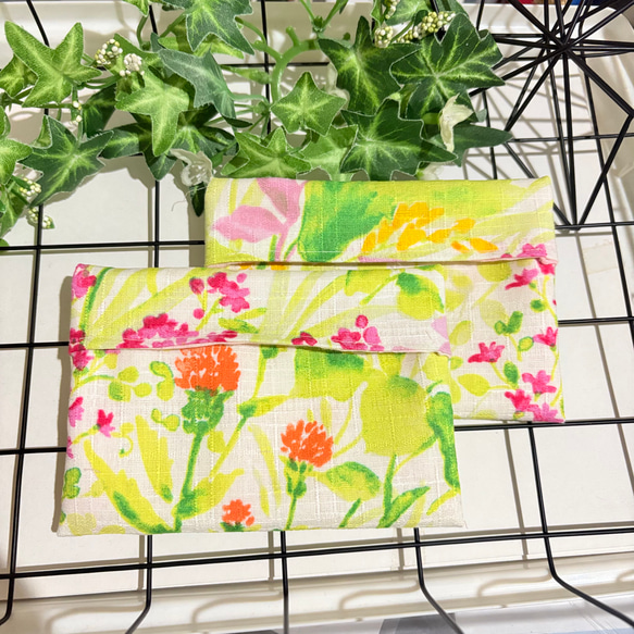 北欧柄快適天然素材☆保冷剤入れ2点セット☆保冷剤カバー綿100%&ダブルガーゼ☆保冷剤ケース 1枚目の画像