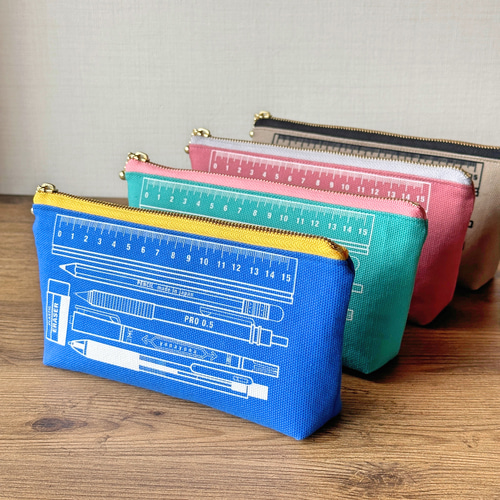 ☆220☆文房具柄〈水色〉ペンケース☆ハンドメイド