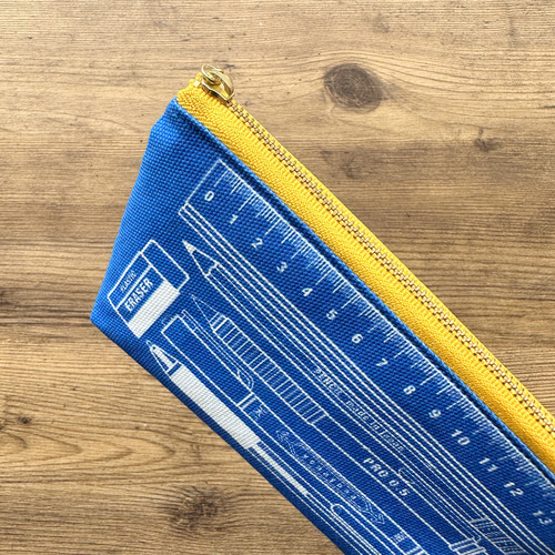 ☆220☆文房具柄〈水色〉ペンケース☆ハンドメイド