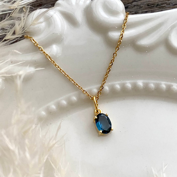 newロンドンブルートパーズ一粒＊サージカルステンレス ネックレス