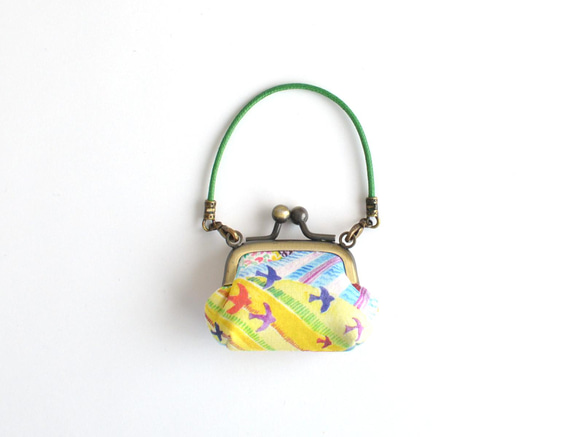 Tiny kiss lock purse keychain "Royal Oak House" Green [101] 第2張的照片