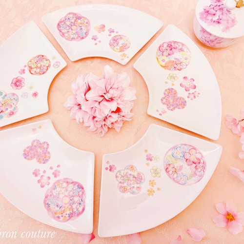 花柄扇皿 華やか和食器 1枚〜 中皿 macaron couture 通販 10156038