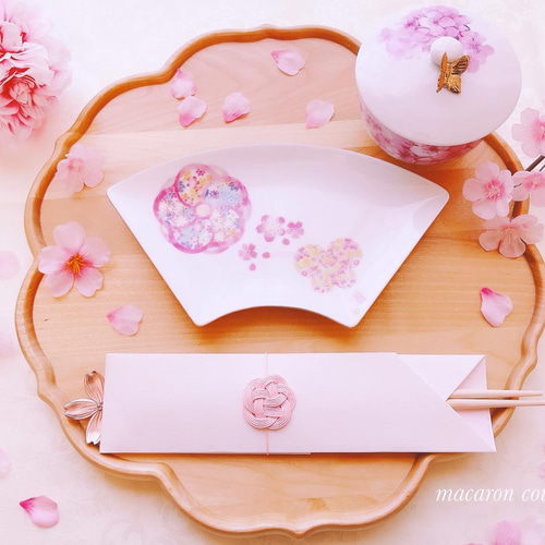花柄扇皿 華やか和食器 1枚〜 中皿 macaron couture 通販