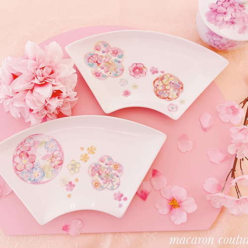 花柄扇皿 華やか和食器 1枚〜 中皿 macaron couture 通販