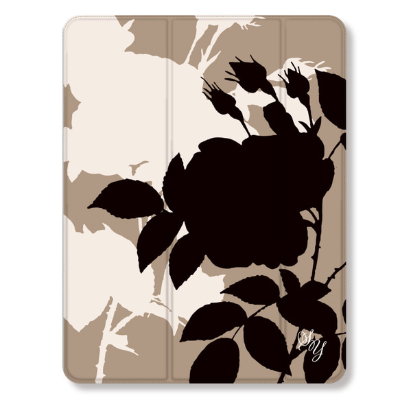 花 の シルエット ナチュラル 癒し iPad ケース オートスリープ 軽量 普段使い スタンド機能 ペン収納 1枚目の画像