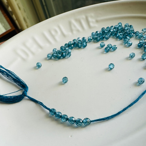 ロンドンブルー トパーズ ファセットカット ビーズ 6石 天然石 希少