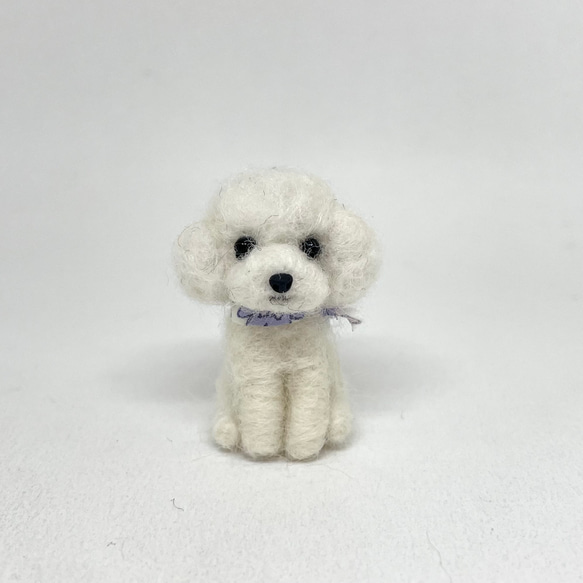 羊毛フェルト ミニチュアマスコット トイプードル 白 羊毛