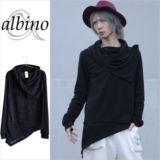 首巻き風スカーフネックアシンメトリーニットソー