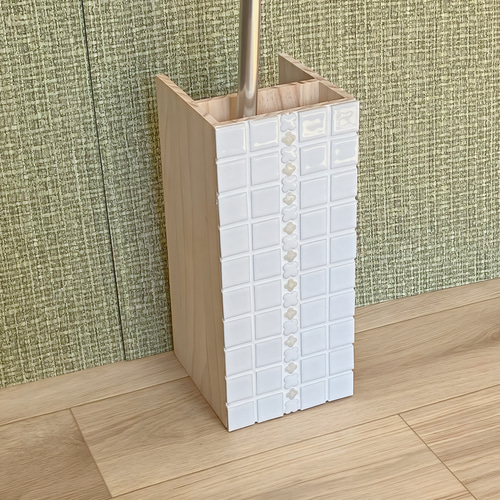 人気！】フローリングワイパースタンド ホワイト 美濃焼モザイクタイル