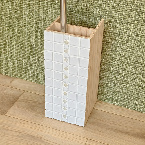 人気！】フローリングワイパースタンド ホワイト 美濃焼モザイクタイル