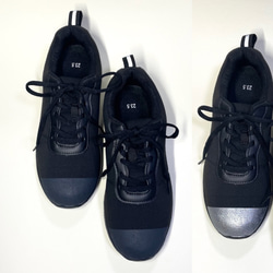 超輕雙色運動鞋（全黑）22.5cm~25.0cm 鞋頭顏色半訂可 第1張的照片
