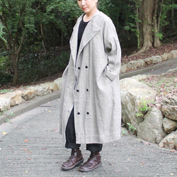 Deuxieme Classe ワッシャーリネン ロングコート ◉秋口〜春先にぴったり◉ ダブルボタンロングコート リネン