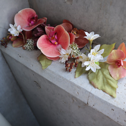 【人気デザイン】大人花嫁のピンク＆バーガンディワインレッドのアーティフィシャルフラワーブーケ ウェディング 10枚目の画像