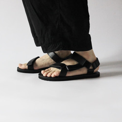 【即日発送／送料無料】足に馴染むレザーサンダル 「Sandals (black)」 1枚目の画像