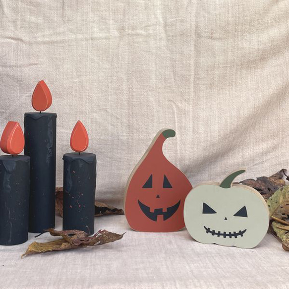 【送料無料】ハロウィン 飾り かぼちゃ Ｌサイズ カラー ペイント パンプキン オブジェ ジャンク レトロ 雑貨 置物 4枚目の画像