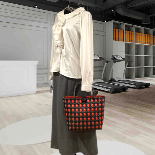 ppバンドの かごバッグ ～Mサイズ～ ダイヤ柄 かごバッグ プラカゴ