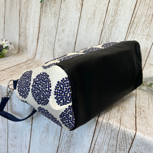 リボンポケット付き　サイドポケットが便利な　ショルダーバック　マザーバック　長さ調節可能　紫陽花⑦全11色 10枚目の画像