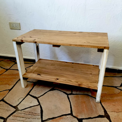 ウッドラック 2段 白 シャビーホワイト　棚　収納　木目調　2段ラック　収納棚　ウッドシェルフ 5枚目の画像