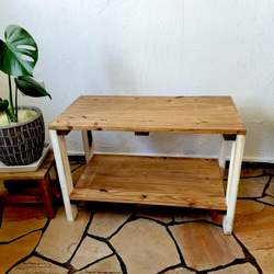 ウッドラック 2段 白 シャビーホワイト　棚　収納　木目調　2段ラック　収納棚　ウッドシェルフ 4枚目の画像