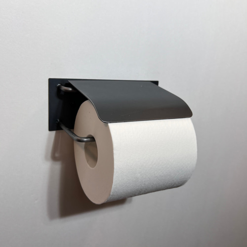 インダストリアル］アイアン トイレットペーパーホルダー 黒皮素地