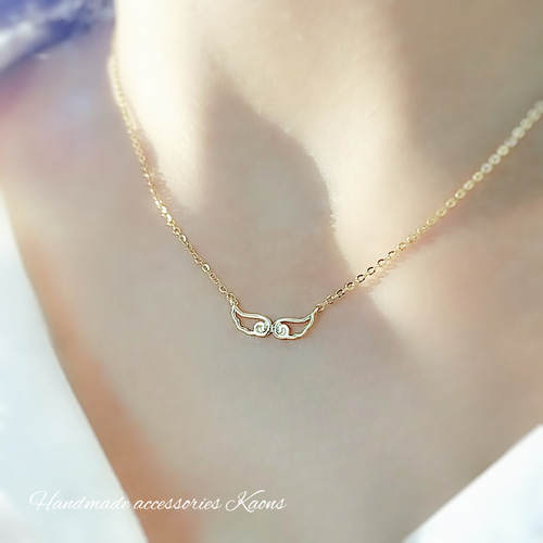 18kgp 2way 両面天使の羽ネックレス/シンプルネックレス 18kgp 2way 両面天使の羽ネックレス/シンプルネックレス