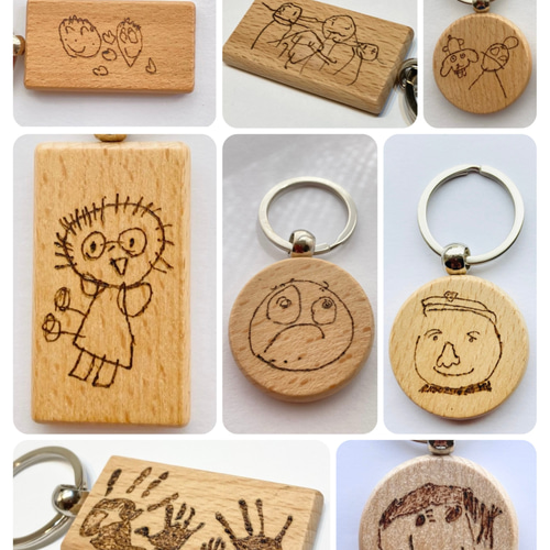 1名さま　A4サイズ【似顔絵オーダー】木目調フレーム　キーホルダー 似顔絵ver】オリジナル木名札 | 九戸木工女子部