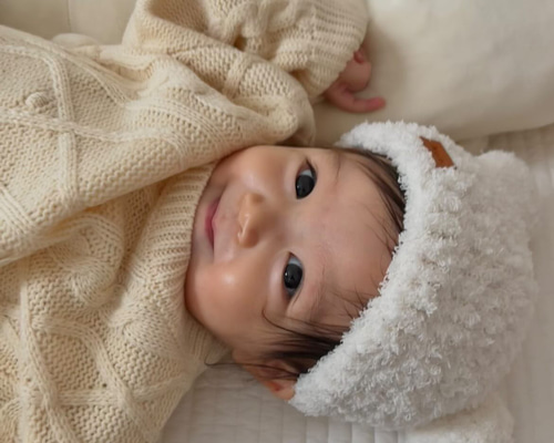 モコモコくま耳帽子 白＆ミルクティー 46～48cm 楽天市場】くま耳 帽子 大人の通販
