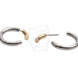 ERG-1335-G【2セット】ツートンカラーピアス,two tone Post Earring/25mm X 25mm 3枚目の画像