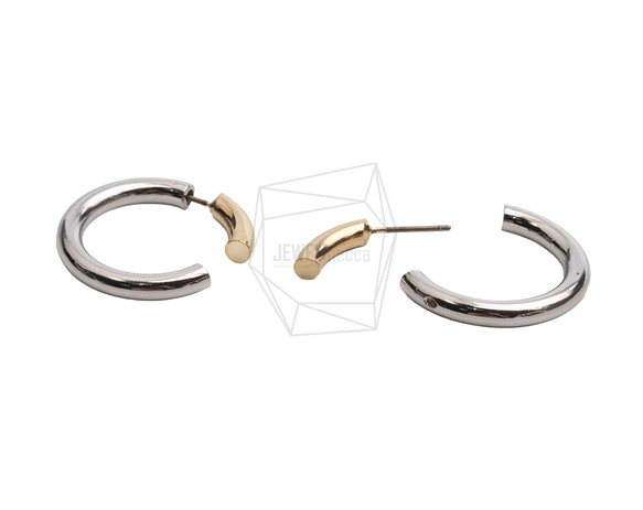 ERG-1335-G【2セット】ツートンカラーピアス,two tone Post Earring/25mm X 25mm 3枚目の画像