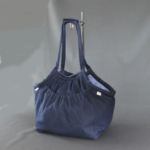 受注制作 Mサイズ 小型犬用 中綿入り デニム ふわふわキャリーバッグ