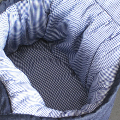 受注制作 Mサイズ 小型犬用 中綿入り デニム ふわふわキャリーバッグ