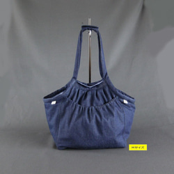 受注制作 Mサイズ 小型犬用 中綿入り デニム ふわふわキャリーバッグ