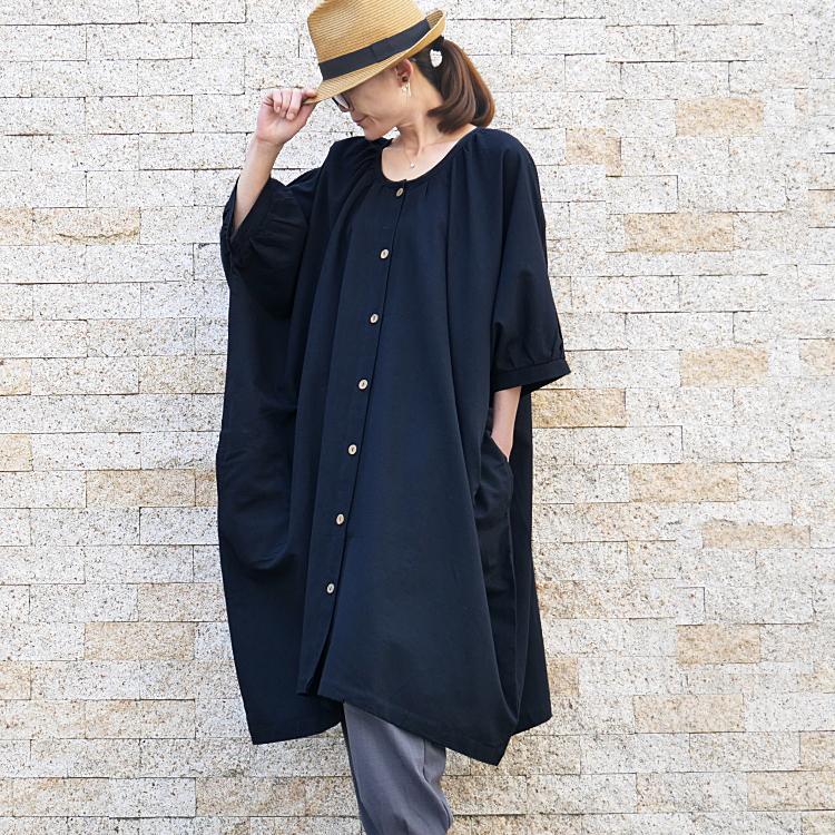 4/20再々販＊羽織やワンピースとしても◎マストアイテム＊ビックシルエット＊シンプル＊ナチュラルコットン＊ブラック